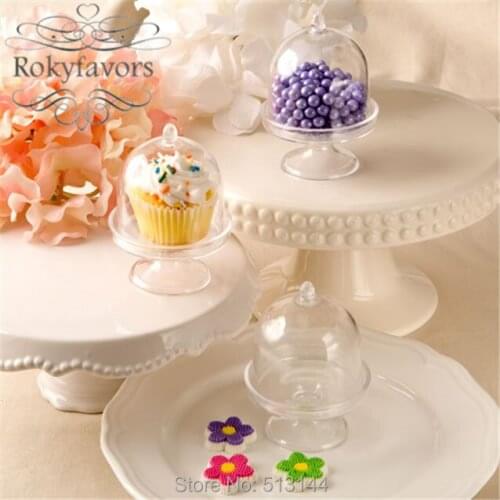 FREE SHIPPING 100PCS Mix Colors Acrylic Cupcake Stand with Lid Wedding Favo Holders Birthday Party Sweet Table Decoration Gift