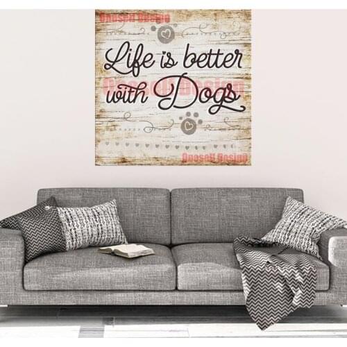 Life is with my dog diamond painting full square diamond art kit diy diamond mosaic sale decortion home livingroom wall sticker