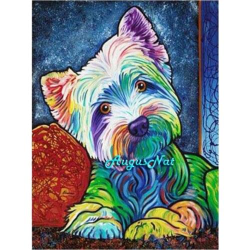 Colorful dog diamond painting full square animal wall art decor diamond dot picture crystal beads painting on canvas needlework