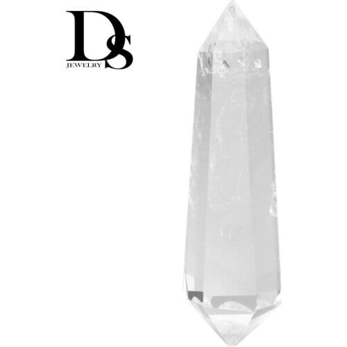 DS 5pcs Natural Clear Quartz Crystal Wand Double terminated Wand Points Reiki Healing Crystal Stone Home Decoration Crafts