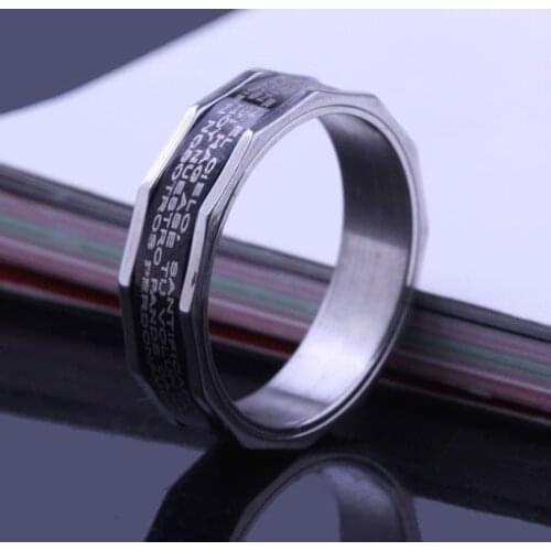 Double layer rotating polygon Holy Bible corss rings 316L Stainless Steel men finger ring wholesale lots