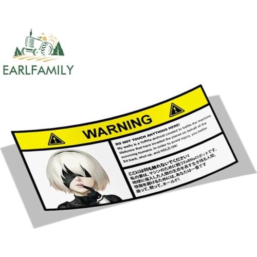 EARLFAMILY 13cm x 7.5cm for Nier Automata 2b Warning Slap Stickers Anime Vinyl Car Sticker JDM Rear Windshield Trunk Decal