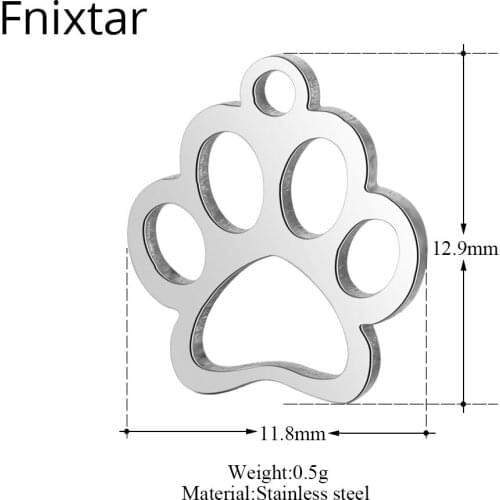 Fnixtar 50pcs/lot Stainless Steel Animal Mini Metal Charms Pendant 11.8*12.9mm Charms DIY Handmade Jewelry Bracelets Accessories