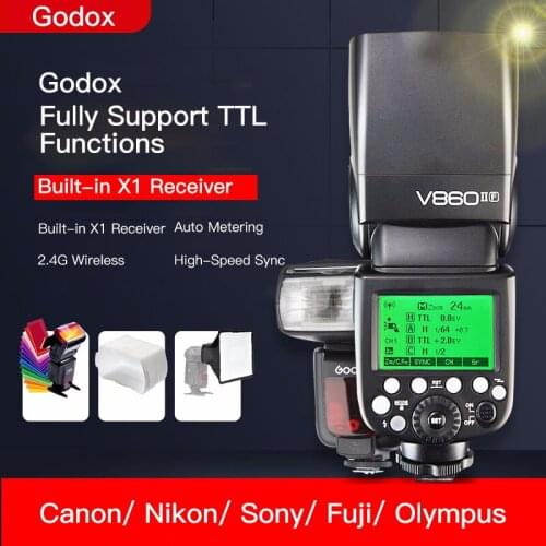 Godox Ving V860II V860II-C 2.4G GN60 E-TTL HSS 1/8000s Li-ion Battery Camera Speedlite Flash for Canon DSLR + Softbox Gift Kit