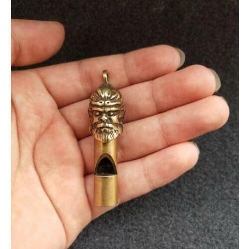 Collection Archaize Brass Monkey King Whistle Key Ring