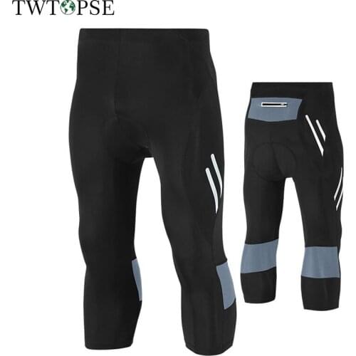 TWTOPSE Compression Cropped Cycling Pants GEL 3D Pad Men MTB Bike Road Bicycle Trousers Breathable Anti-Sweat Reflective Clothes
