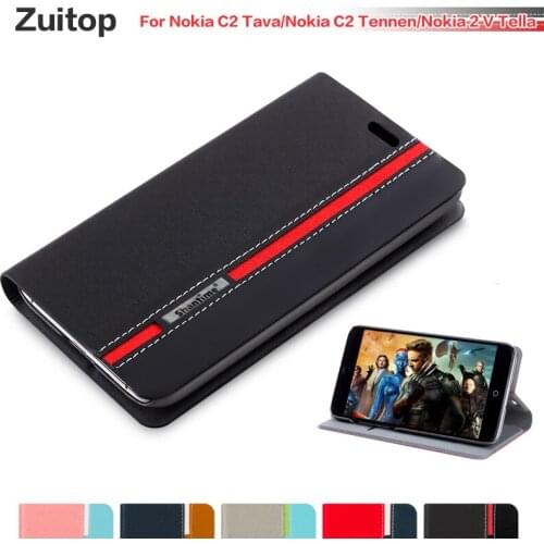 Cowboy PU Leather Phone Bag Case For Nokia C2 Tava Flip Case For Nokia C2 Tennen Nokia 2 V Tella Case Soft Silicone Back Cover