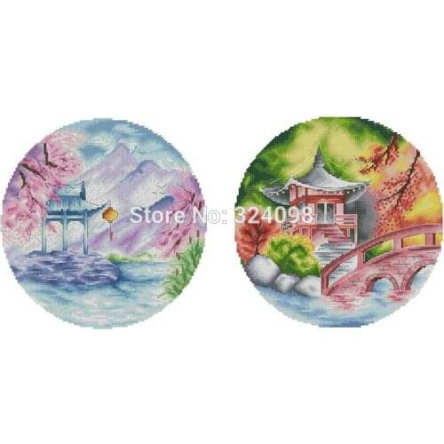 Circular pavilion patterns Counted Cross Stitch 11CT 14CT 18CT DIY Chinese Cross Stitch Kits Embroidery Needlework Sets