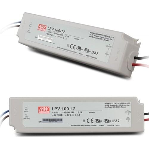 LPV-100-5/LPV-100-12/LPV-100-24; 100W meanwell band waterproof switch mode led power supply;AC100-240V input