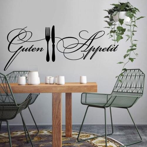 German Good Appetite Knife Wall Decal Kitchen Resturant Guten Appetit Family Love Quote Wall Sticker Dining Room Vinyl Decor