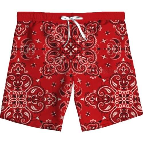 New Fashion Bandana 3D Print Paisley Woman Men Summer Beach Loose Shorts Casual Pants Polyester V7