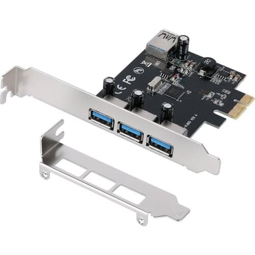 USB 3.0 PCIe Expansion Card PCI-e to 4 Ports USB Adapter PCI Express Controller Hub for Windows Desktop PC Self-Powered