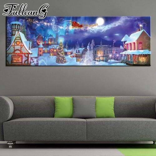 FULLCANG Christmas Ride diy 5d full diamond embroidery large mosaic canvas painting needlework scenery wall decoration FC2079