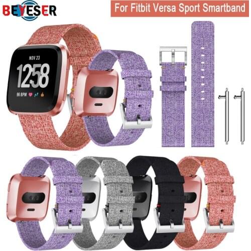 Durable Fashion Nylon Fabric Replacement Wristband Wrist Band Watch Strap Accessories for Fitbit Versa Versa 2 Sport Smartband