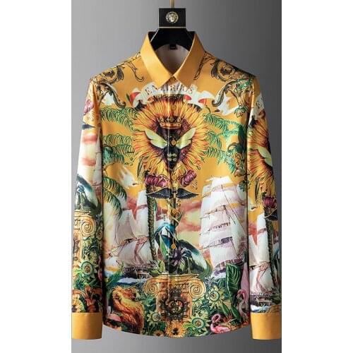 Luxury 3D Printed Mens Shirt Slim Long Sleeve Casual Shirt Streetwear Men Clothing Business Social Formal Dress Shirts Tuxedo