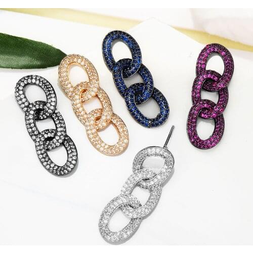 GODKI 28mm Luxury Circle Cross Dangle Earrings Trendy Cubic Zircon Wedding Engagement Party Indian gold earrings for women 2019