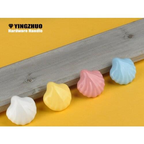 Puxadores Knob Ceramic Single Hole Small Handle - Cute Color Shells Childrens Room Simple Cabinet Wardrobe Shoe Drawer Door