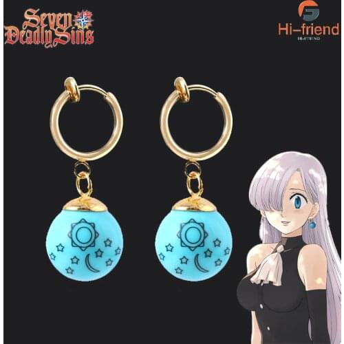 The Seven Deadly Sins Earrings Cosplay Cosplay Elizabeth Liones Anime Blue Pendant Earrings for Women Men Jewelry Gift