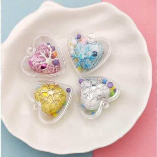 10pcs Christmas Snowflake Acrylic Heart Charms Pendants Heart Design Charms DIY Earring Jewelry Accessory Floating 29*30mm FX232