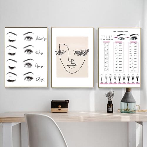 Modern Fashion Eyelash Print Posters Makeup Wall Art Canvas Painting Pictures For Nail Beauty Salon Decor Girls Gift Unframed
