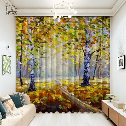 Fresh Green Leaves Summer Forest Rural Landscape Kitchen Curtain Home Curtains For The Kitchen Decorative Curtain Micro Shading
