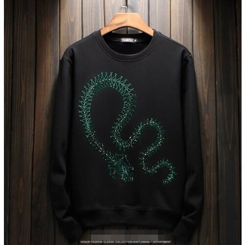 Hoodie Men Hoody Sweatshirt Diamonds design Streatwear Coat Pullover Autumn Male Asian size Hip hop