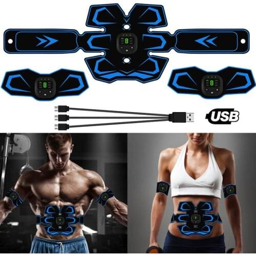 USB Rechargable Wireless EMS Electric Abdominal Muscles Trainer ABS Stimulator Body Weight Loss Massage Gym Belly Arm Fitness