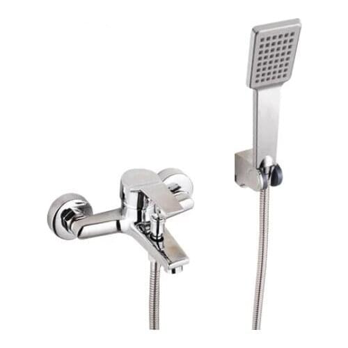 Vidric Wall Mounted Bathtub Faucet+ Hand Shower+Tube , waterfall bath faucet set brass chrome bathroom Hot&Cold shower mixer
