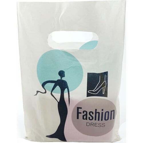 Yellow Black ''Fashion'' Print 15x20cm Plastic Handles Bag Plastic Boutique Shopping Pouches With Handle 100pcs Candy Bag
