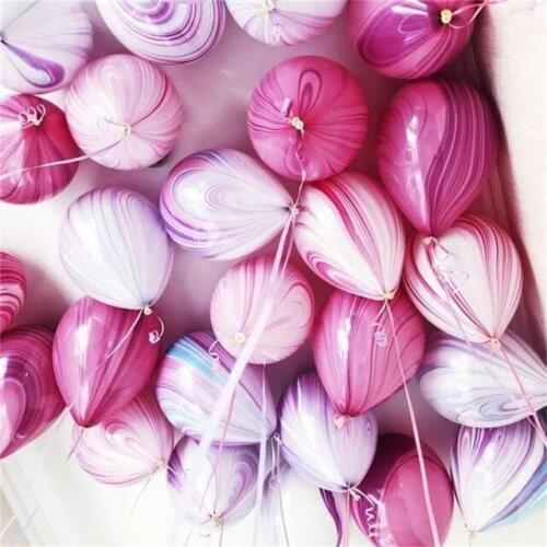 10pcs 10inch Colorful Wedding Valetines Day Agate Marble Balloons Decoration Baby Shower Birthday Party Agate Decor Supplies