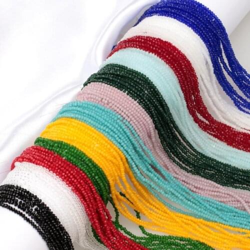 14 colors jewelry making material stone 2mm faceted cut 2 mm synthetic crystal strands beads