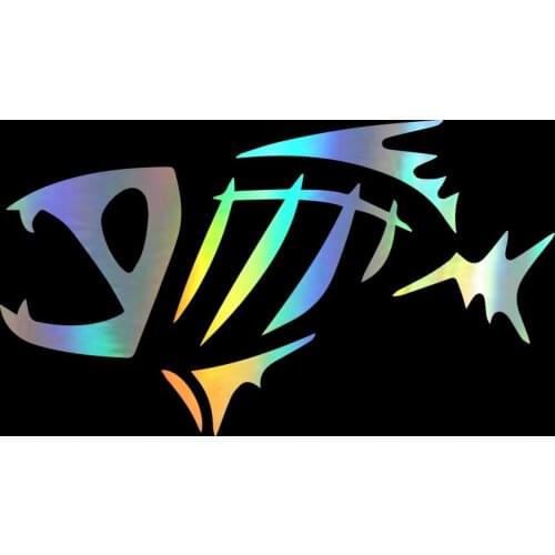 15cmx8.6cm Funny Fish Bones Fear No Run Bumper Sticker Car window Die Cut decal Accessories Car Sticker