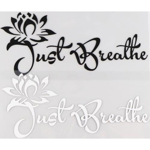 18.2X7.7CM Raja Yoga Just Breathe Car Sticker Vinyl Decal Creative Beautiful Lotus