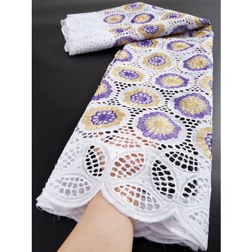 2021 High Quality African Swiss Lace Fabric Swiss Voile Lace In Switzerland Embroidery Cotton Lace Fabric 2.5 Yards TY049