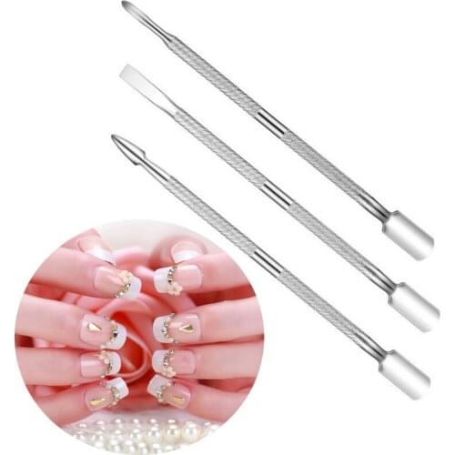 3pcs Double-ended Stainless Steel Cuticle Pusher Dead Skin Push Remover For Pedicure Manicure Nail Art Cleaner Care Tool