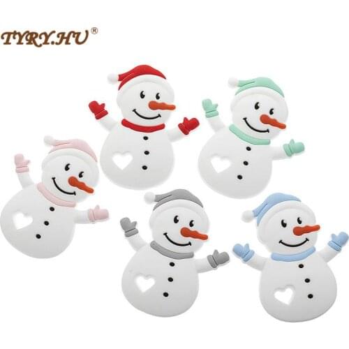 TYRY.HU 5pcs Silicone Snowman Baby Teethers DIY chew Necklace Pacifier Chain Pendant Food Grade Silicone BPA Free Baby Toys