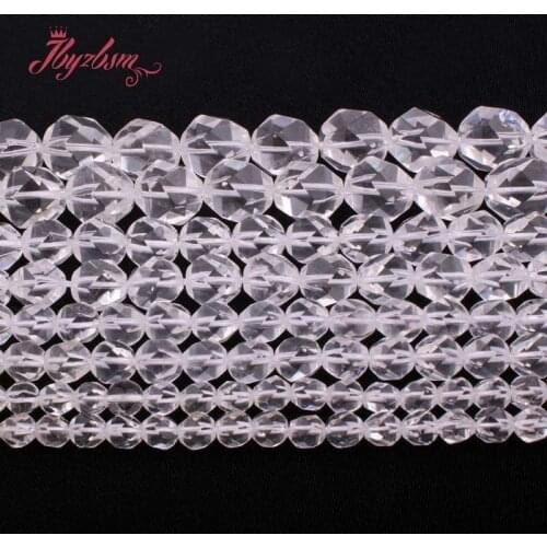6,8,10mm Round Bead Faceted White Rock Clear Crystal Quartzs Stone Beads For Necklace Bracelat Jewelry Making 15" Free Shipping