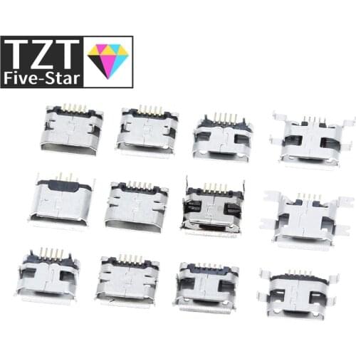 60pcs=12 Models Micro USB Connector 5Pin usb Jack Socket Female For MP3/4/5 Huawei Lenovo ZTE And Other Mobile Tabletels