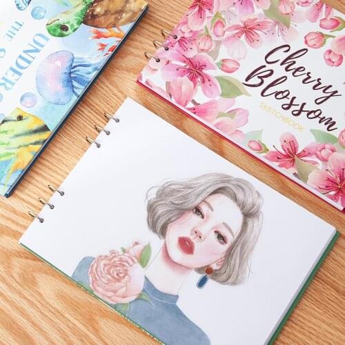 A4 Sketchbook for Watercolor Painting Drawing Sketch Book 50 Sheets Blank Loose Leaf Diary Notebook School Supplies Stationery