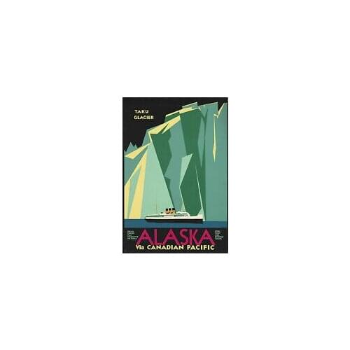 ALASKA VIA CANADIAN PACIFIC TRAVEL METAL TIN SIGN POSTER RETRO WALL PLAQUE