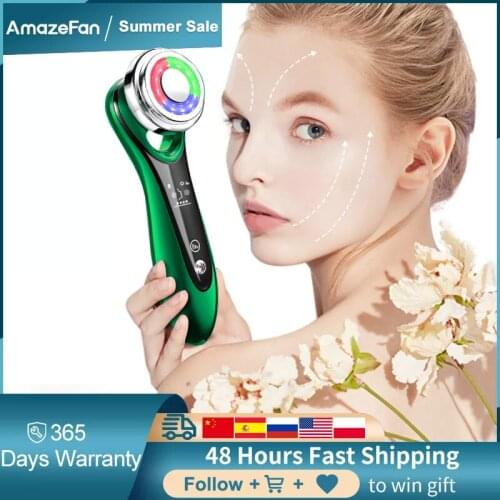 Face EMS Beauty Instrument Face Lifting Heat Red Blue Light Face Cleaner Deep Cleansing Home Skin Care Device Face Massager