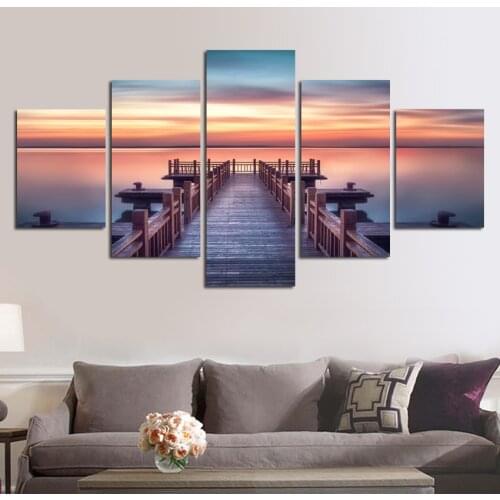 Free Shipping Seascape Bridge Posters And Prints Wall Art Canvas Painting For Living Room Decoration drop shipping FA495