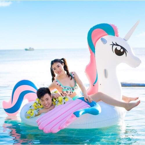 Large floating row inflatable color wing unicorn mount floating row Pegasus buoy water toy kid children swimming ring