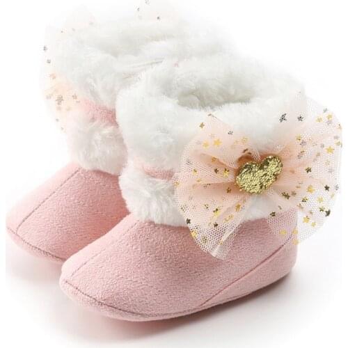 2020 Newborn Infant Baby Girls Mesh Bows Boots Shoes Winter Warm Snow Boots 0-18M New