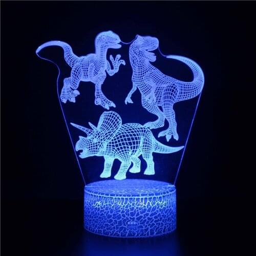 Dinosaur 3d Lamp Illusion Night Light for Baby Bedroom Bedside Lamp Atmosphere Decorative Lights Gifts for Childrens Day