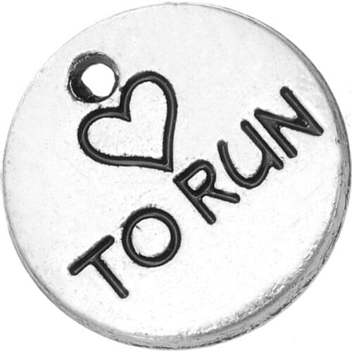 Double-sided "Love to run" Zinc Alloy 50pcs per Pkg jewellery findings charms