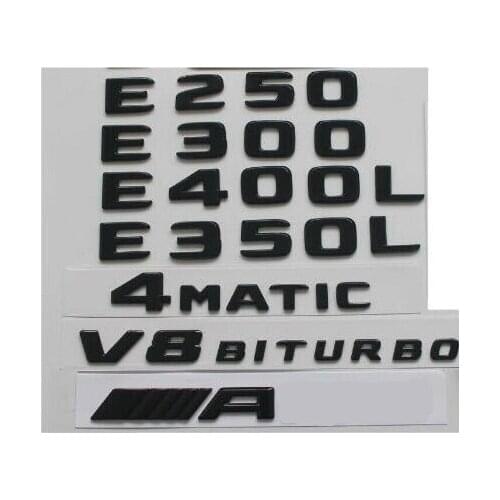 Gloss Black Emblems for Mercedes E200 E220 E250 E300 E320 E350 E400 4MATIC AMG