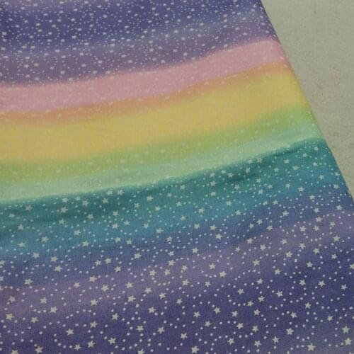Rainbow Color Brilliant Fivestar Printed Cotton Fabric Sewing DIY Home Cloth Dress Clothing Textile Tissue Patchwork Star Fabric