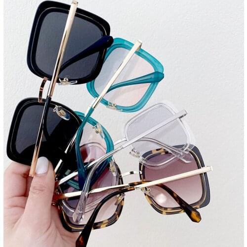 SHAUNA Retro Square Sunglasses Gradient Shades UV400
