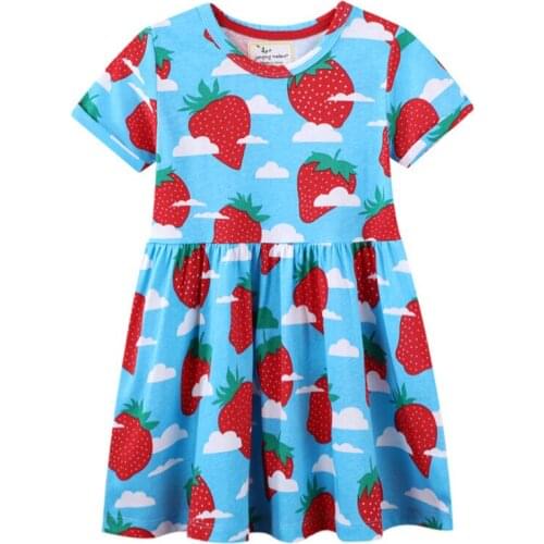 Summer Baby Girls Dresses With Strawberry Printed Hot Selling Princess Party Costume Tutu Childrens Clothing